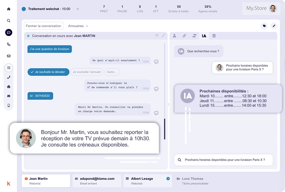 IA et live chat Kiamo